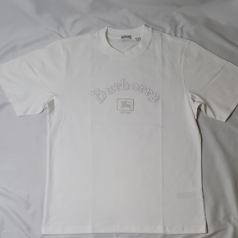Burberry White Embroidered Logo Short Sleeve Tee